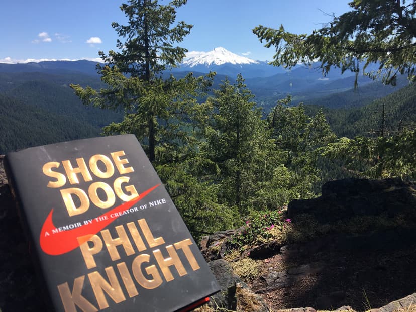 Reading Shoe Dog near Jefferson Mountain